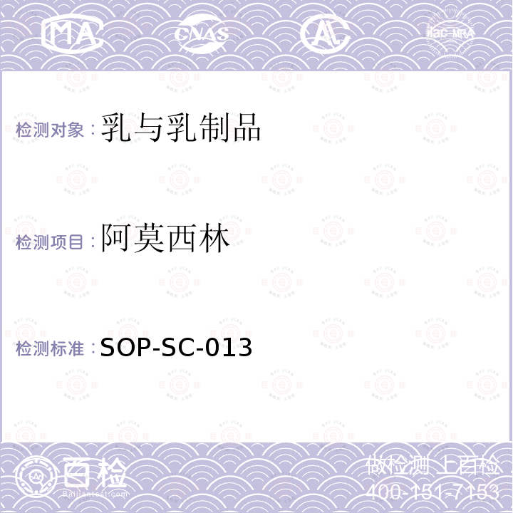 阿莫西林 SOP-SC-013 奶粉中β-内酰胺残留量的测定方法-LC-MS检测法