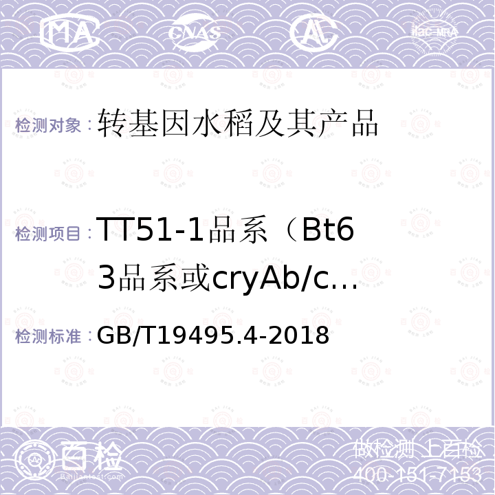 TT51-1品系（Bt63品系或cryAb/cryAc-NOS) 转基因产品检测 实时荧光定性聚合酶链式反应（PCR）检测方法