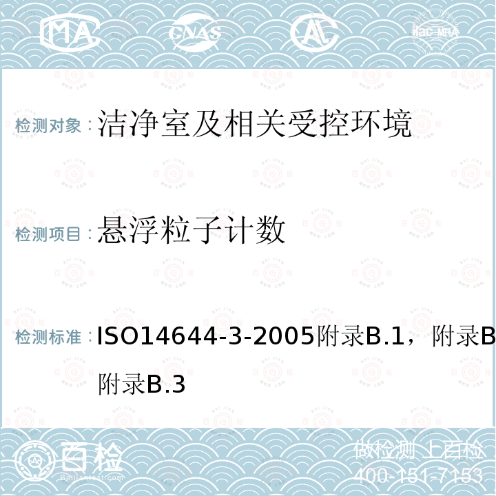 悬浮粒子计数 洁净室及相关受控环境 第3部分 检验方法