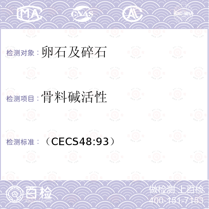 骨料碱活性 （CECS48:93） 砂石碱活性快速试验方法