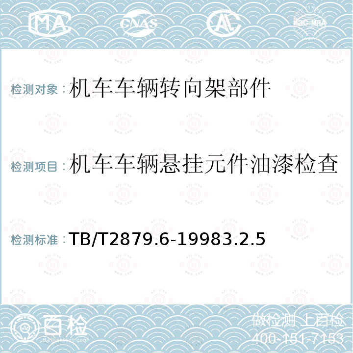 机车车辆悬挂元件油漆检查 铁路机车车辆涂料及涂装第6部分：涂装质量检查和验收规程