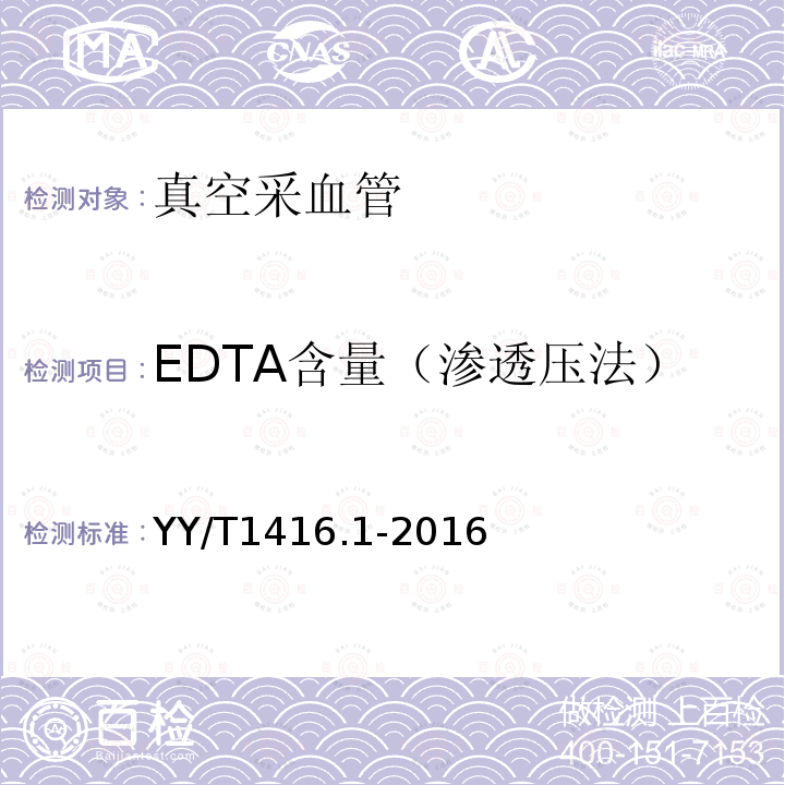 EDTA含量（渗透压法） 一次性使用人体静脉血样采集容器中添加剂量的测定方法 第1部分:乙二胺四乙酸（EDTA）盐