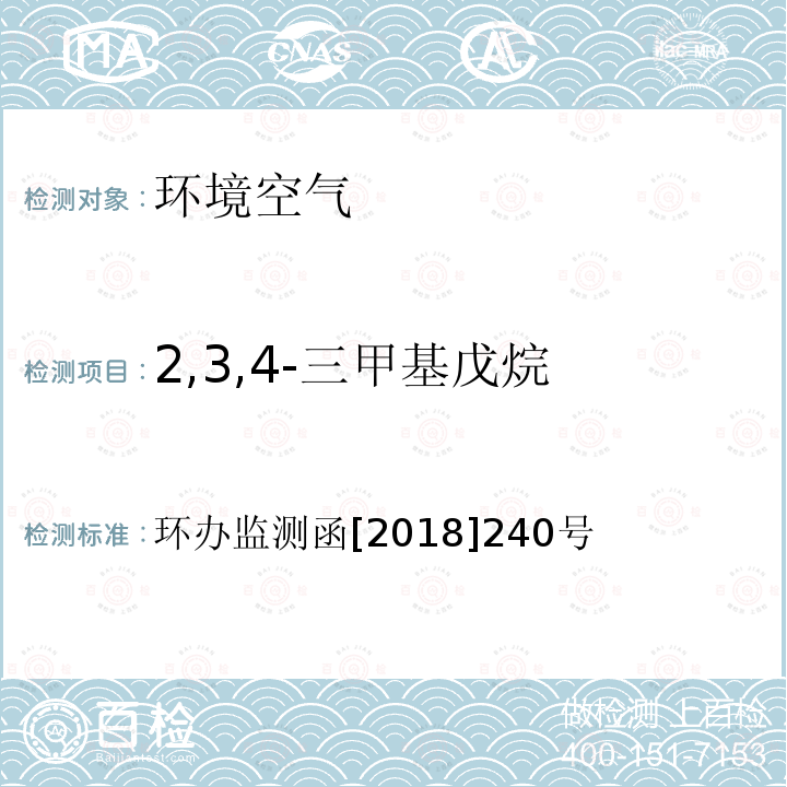 2,3,4-三甲基戊烷 环境空气臭氧前体有机物手工监测技术要求（试行）