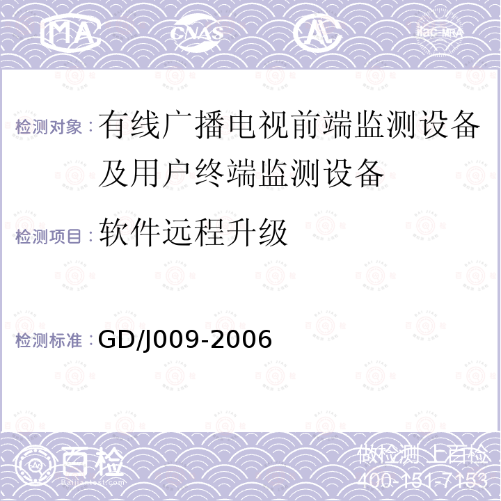 软件远程升级 有线广播电视前端监测设备及用户终端监测设备入网技术要求及测量方法