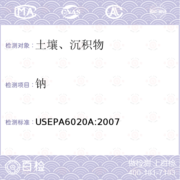 钠 USEPA 6020A 电感耦合等离子体质谱法