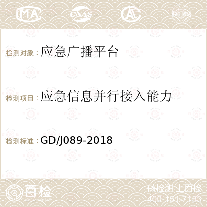 应急信息并行接入能力 GD/J089-2018 县级应急广播系统技术规范