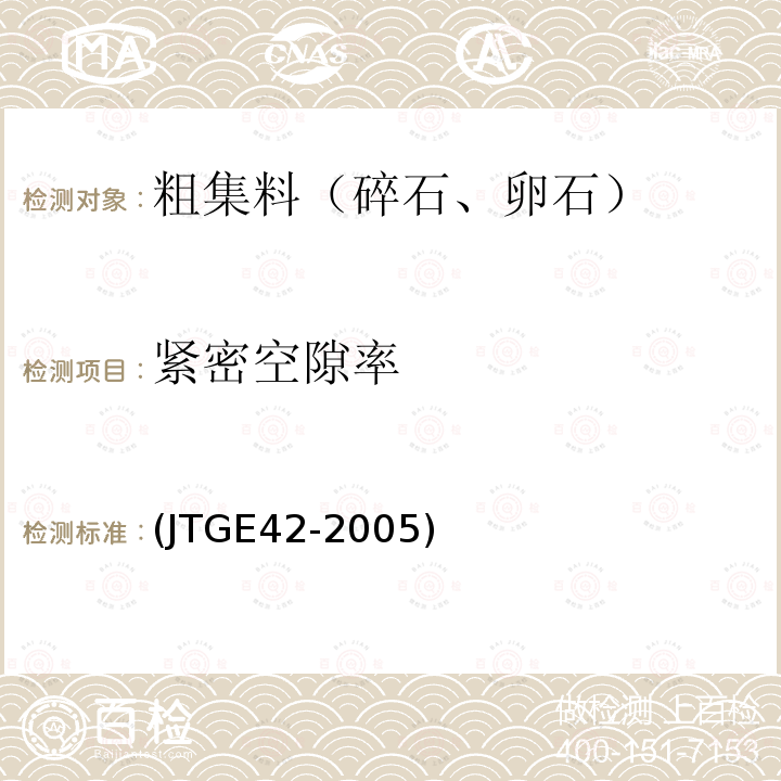 紧密空隙率 公路工程集料试验规程