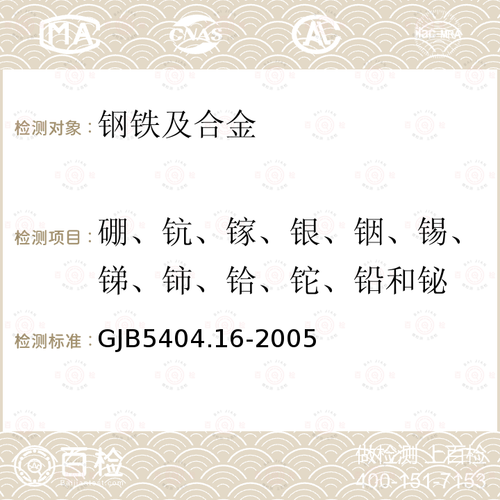 硼、钪、镓、银、铟、锡、锑、铈、铪、铊、铅和铋 高温合金痕量元素分析方法 第16部分：电感耦合等离子体质谱法测定硼、钪、镓、银、铟、锡、锑、铈、铪、铊、铅和铋含量