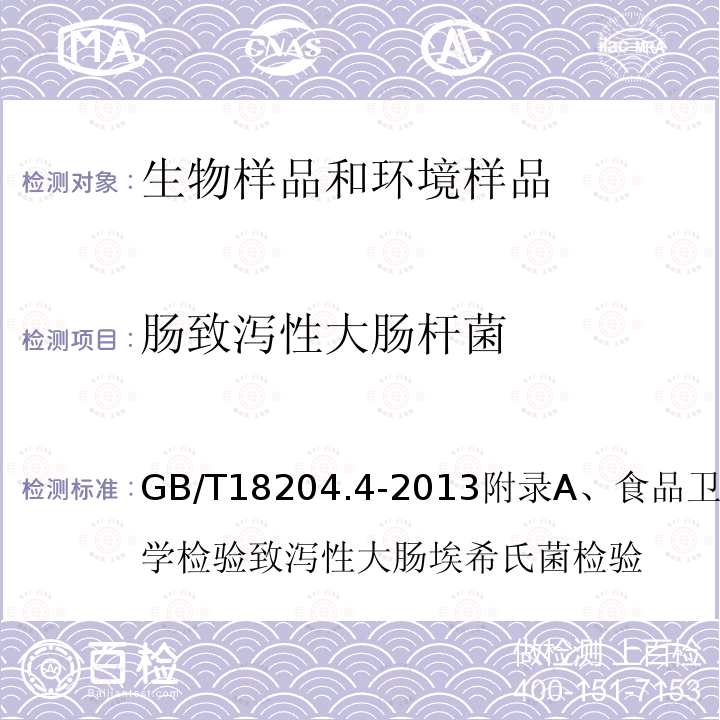 肠致泻性大肠杆菌 公共场所卫生检验方法第4部分:公共用品用具微生物