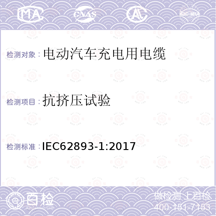 抗挤压试验 电动汽车充电用电缆 第1部分：通用要求