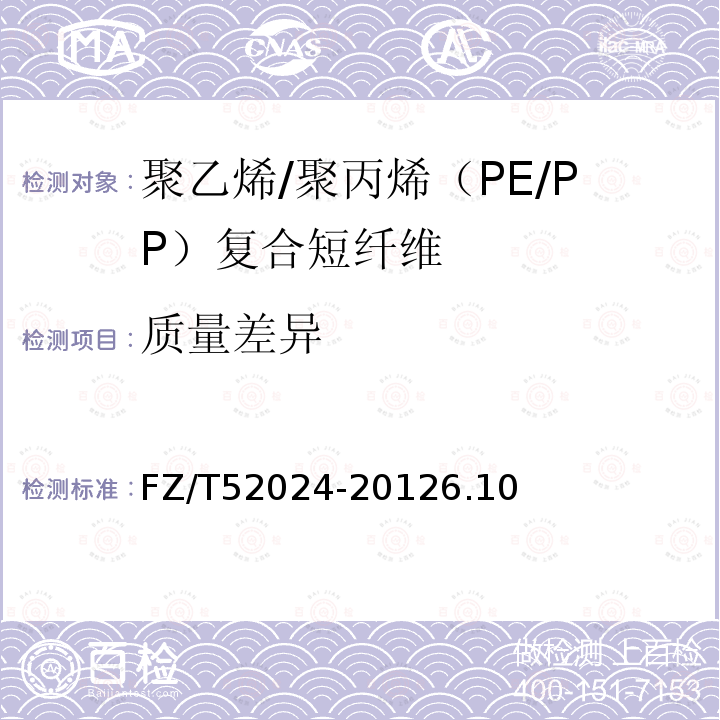 质量差异 聚乙烯/聚丙烯（PE/PP）复合短纤维