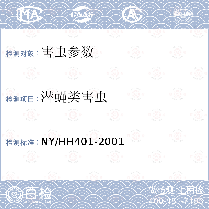 潜蝇类害虫 NY/HH401-2001 潜蝇类检测识别方法