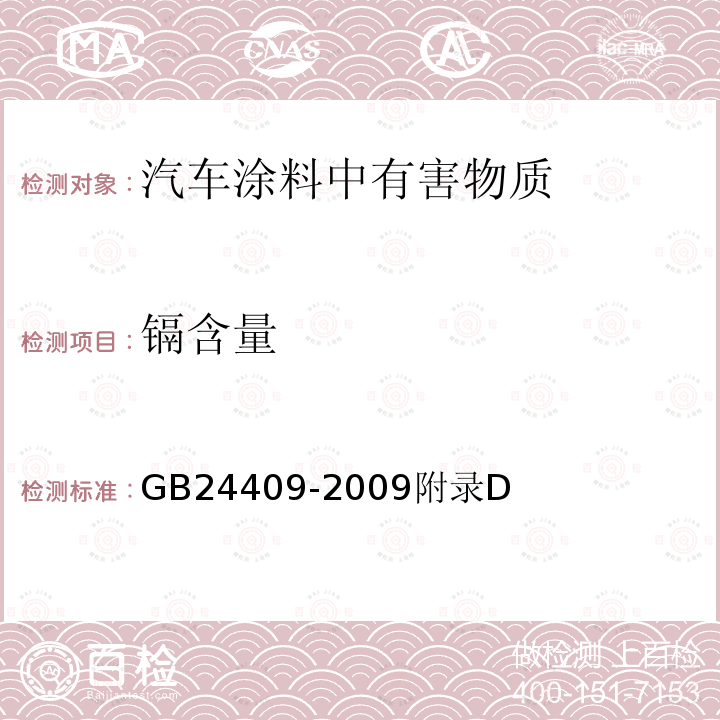 鎘含量 汽車涂料中有害物質(zhì)限量