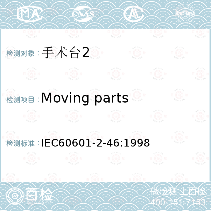 Moving parts 医用电气设备 第2-46部分：手术台安全专用要求