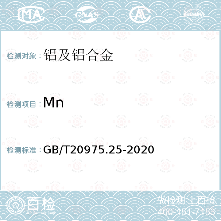 Mn 铝及铝合金化学分析方法 第25部份：电感耦合等离子体原子发射光谱法