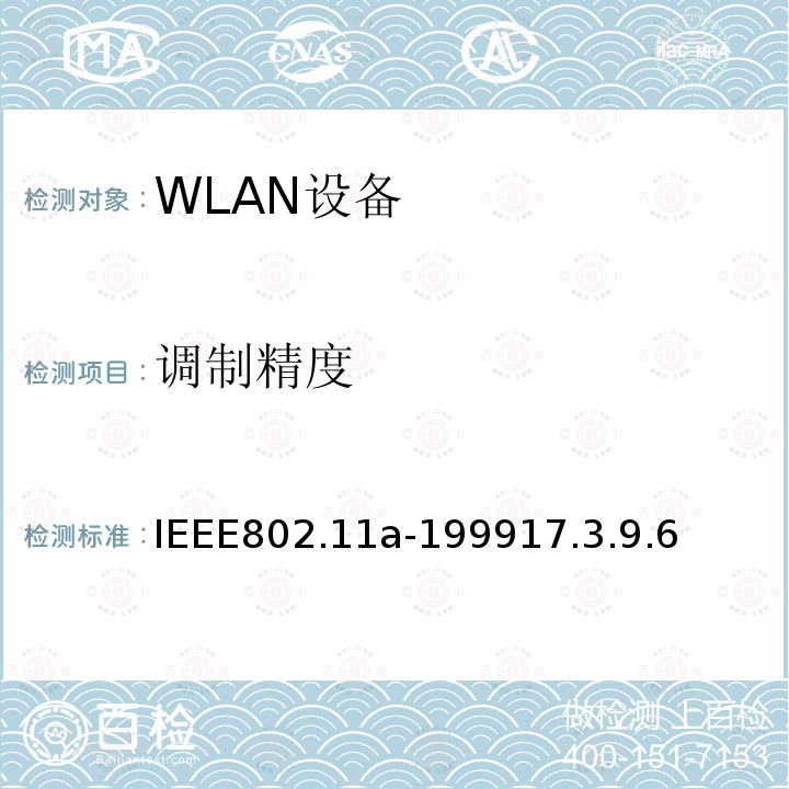 调制精度 信息技术-系统间的通信和信息交换-局域网和城域网-特别需求-第11部分：无线LAN媒介接入控制和物理层规范：对IEEE标准802.11-1999的5GHZ高速物理层的补充