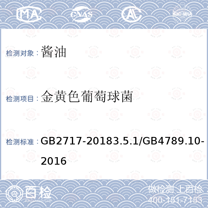 金黃色葡萄球菌 食品安全國家標準 醬油