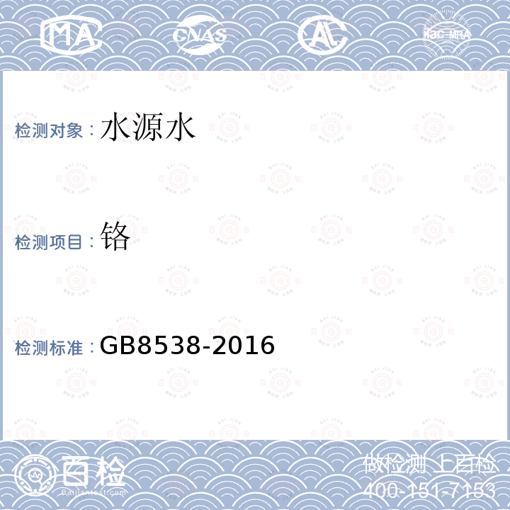 鉻 食品安全國家標準 飲用天然礦泉水檢驗方法 鉻的測定 電感耦合等離子體發射光譜法和電感耦合等離子體質譜法