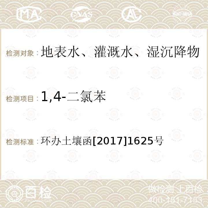 1,4-二氯苯 全国土壤污染状况详查地下水样品分析测试方法技术规定 第二部分4挥发性有机物类