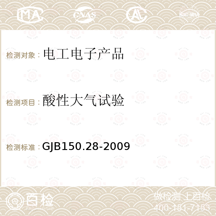 酸性大气试验 军用装备实验室环境试验方法 第28部分 酸性大气试验