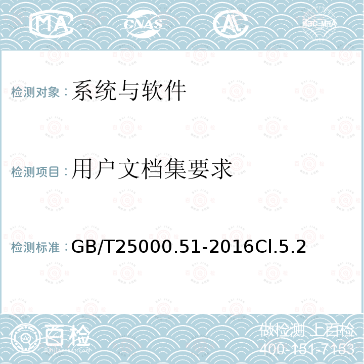 用户文档集要求 系统与软件工程　系统与软件质量要求和评价(SQuaRE)　第51部分：就绪可用软件产品(RUSP)的质量要求和测试细则