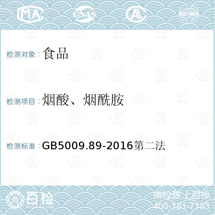 烟酸、烟酰胺 食品安全国家标准 食品中烟酸和烟酰胺的测定