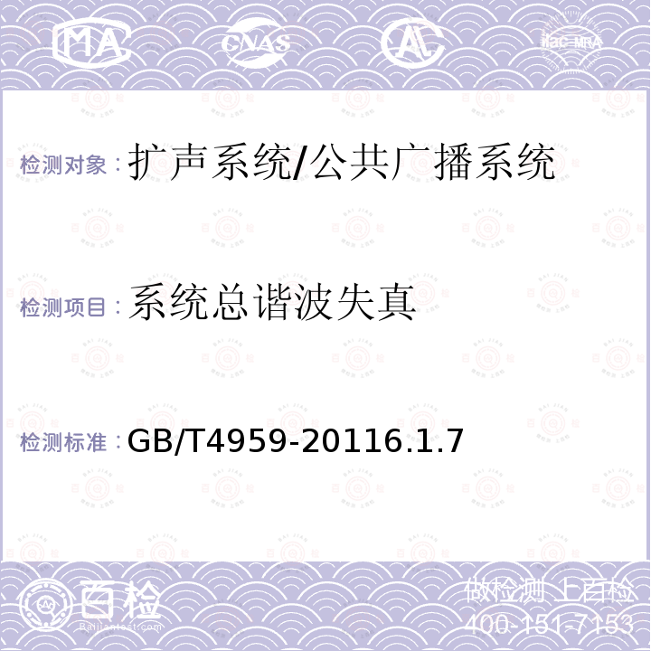 系统总谐波失真 厅堂扩声特性测量方法