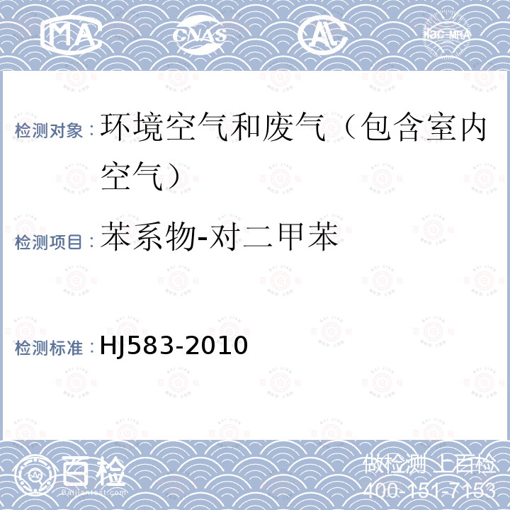 苯系物-对二甲苯 环境空气 苯系物的测定 固体吸附/热脱附-气相色谱法