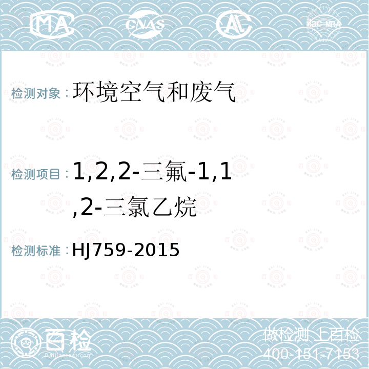 1,2,2-三氟-1,1,2-三氯乙烷 环境空气 挥发性有机物的测定 罐采样/气相色谱-质谱法