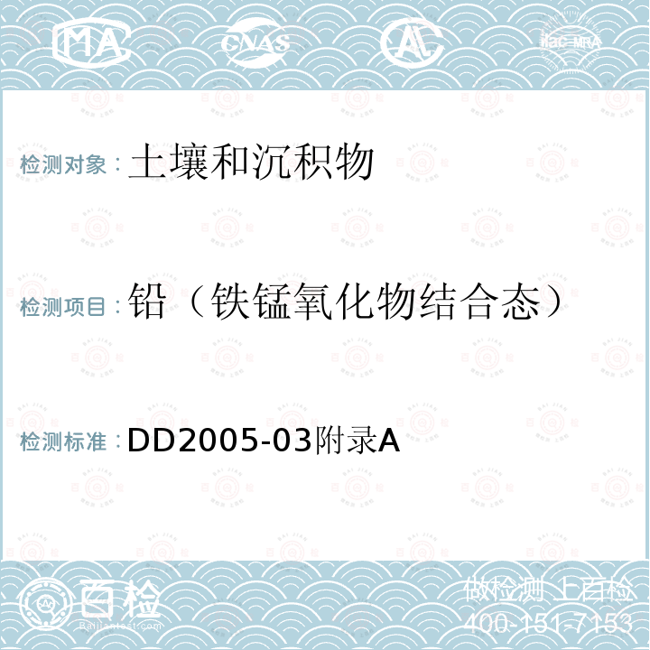 铅（铁锰氧化物结合态） 生态地球化学评价样品分析技术要求