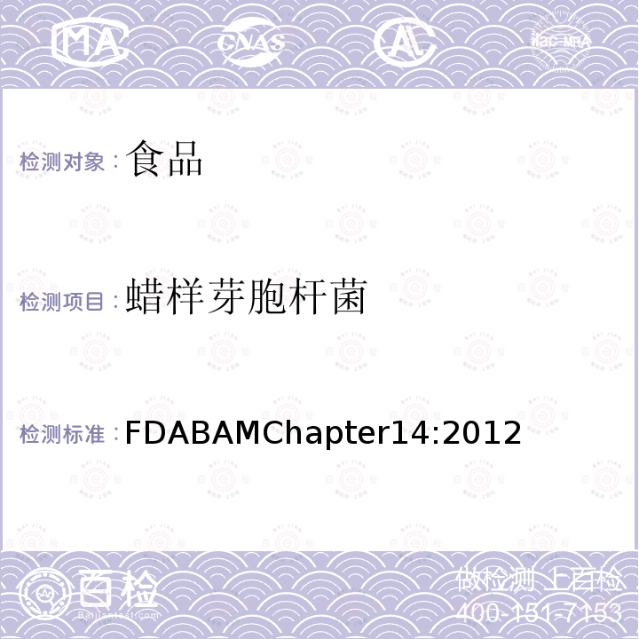 蜡样芽胞杆菌 FDABAMChapter14:2012 