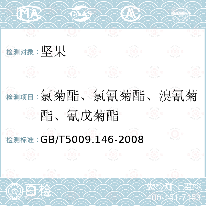 氯菊酯、氯氰菊酯、溴氰菊酯、氰戊菊酯 植物性食品中有機氯和擬除蟲菊酯類農藥多種殘留量的測定
