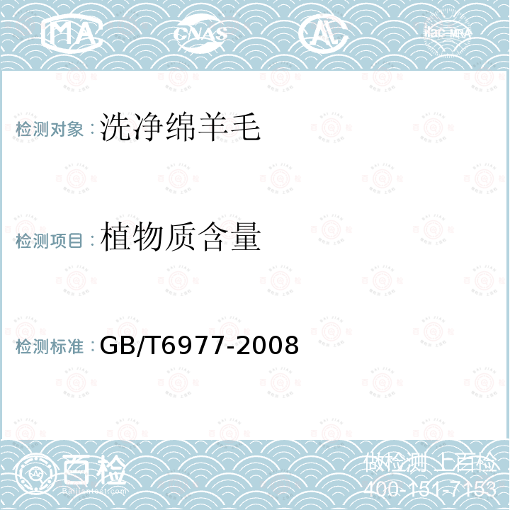植物质含量 洗净羊毛乙醇萃取物、灰分、植物性杂质、总碱不溶物含量试验方法
