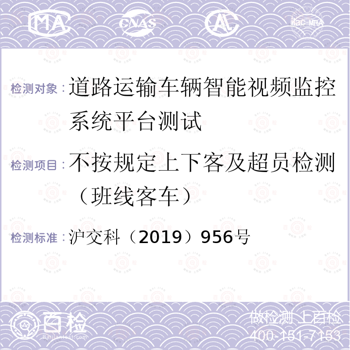 不按规定上下客及超员检测（班线客车） 道路运输车辆智能视频监控系统平台技术规范