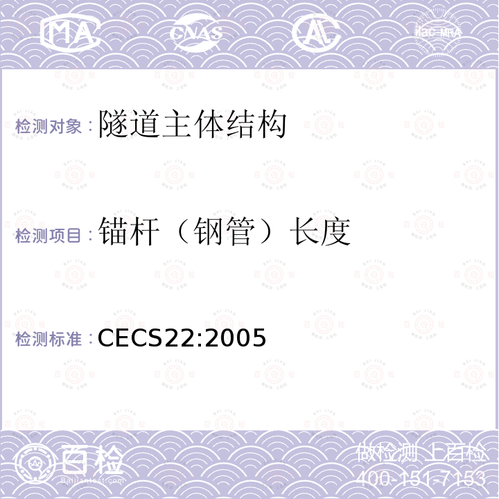 锚杆（钢管）长度 CECS22:2005 岩土锚杆(索)技术规程