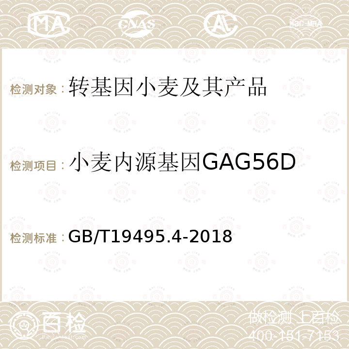 小麦内源基因GAG56D 转基因产品检测 实时荧光定性聚合酶链式反应（PCR）检测方法