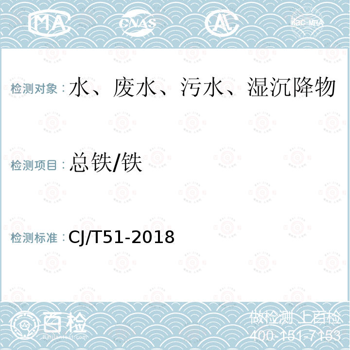 总铁/铁 城镇污水水质标准检验方法 电感耦合等离子体发射光谱法