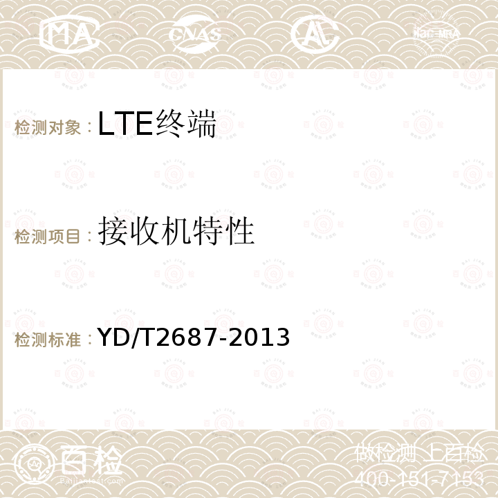 接收机特性 LTE/CDMA多模终端设备（单卡槽）技术要求及测试方法