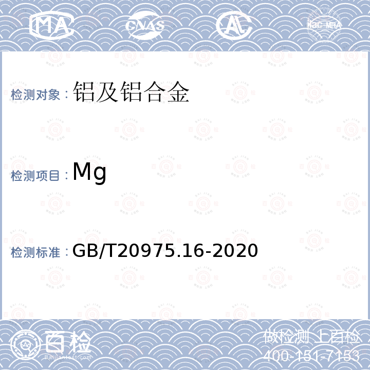 Mg 铝及铝合金化学分析方法 第16部份：镁含量的测定