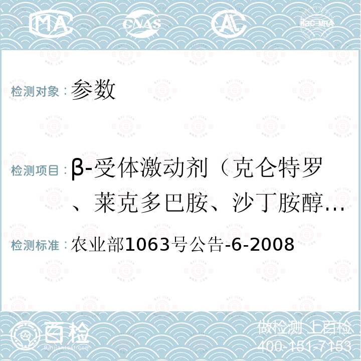 β-受体激动剂（克仑特罗、莱克多巴胺、沙丁胺醇、齐帕特罗、氯丙那林、特布他林、西马特罗、西布特罗、马布特罗、溴布特罗、克仑普罗、班布特罗、妥布特罗等） 饲料中13种β-受体激动剂的检测 液相色谱-串联质谱法