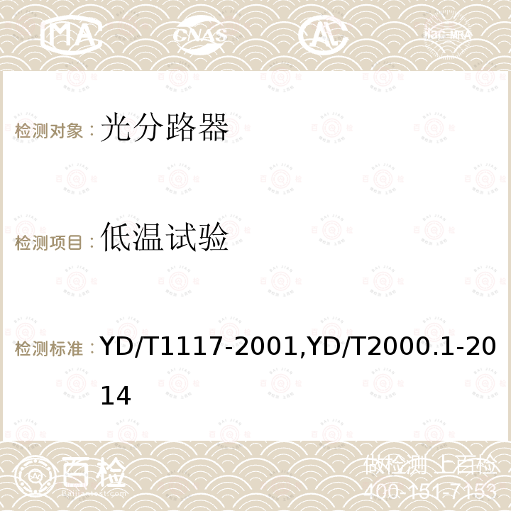 低温试验 全光纤型分支器件技术条件,
平面光波导集成光路器件 第1部分：基于平面光波导（PLC）的光功率分路器