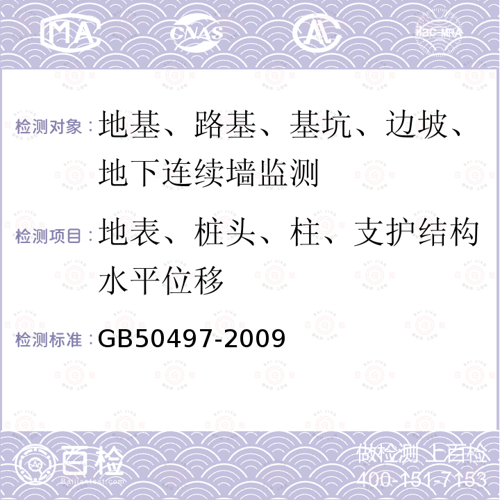 地表、桩头、柱、支护结构水平位移 建筑基坑工程监测技术规范