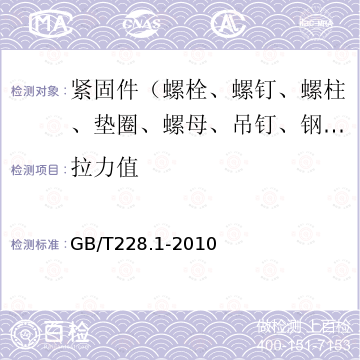 拉力值 金属材料 拉伸试验 第1部分：室温试验方法