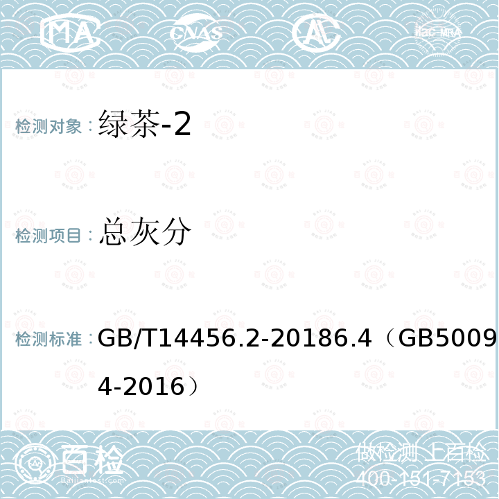 總灰分 綠茶 笫2部分：大葉種綠茶