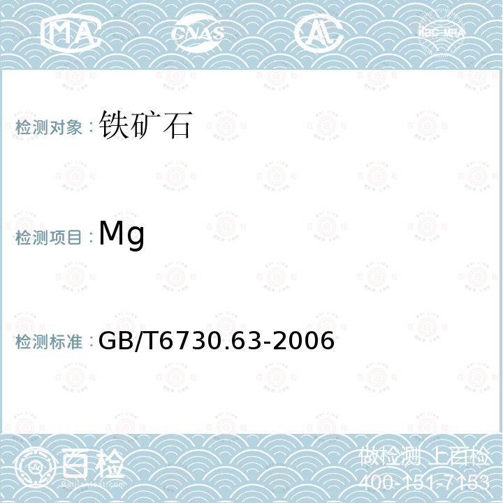 Mg 铁矿石 铝、钙、镁、锰、磷、硅和钛含量的 测定 电感耦合等离子体发射光谱法