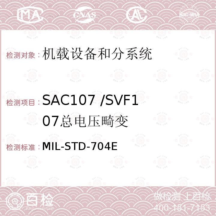 SAC107 /SVF107
总电压畸变 MIL-STD-704E 飞机供电特性
