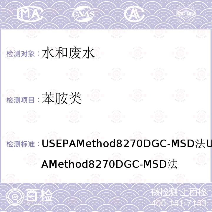 苯胺类 USEPA Method 8270D GC-MSD法 USEPA Method 8270D GC-MSD法