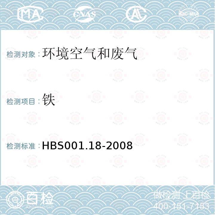 铁 HBS 001.18-2008 大气颗粒物中硅铝钙等的测定