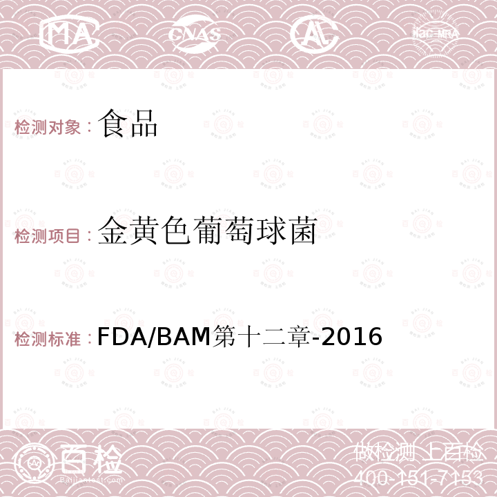 金黄色葡萄球菌 FDA/细菌分析手册 金黄色葡萄球菌检验