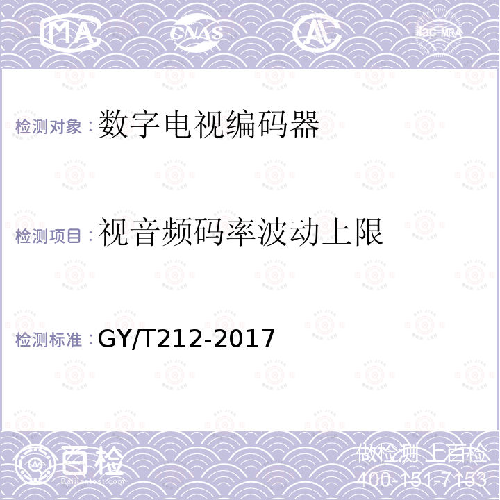 视音频码率波动上限 MPEG-2标清编码器、解码器技术要求和测量方法